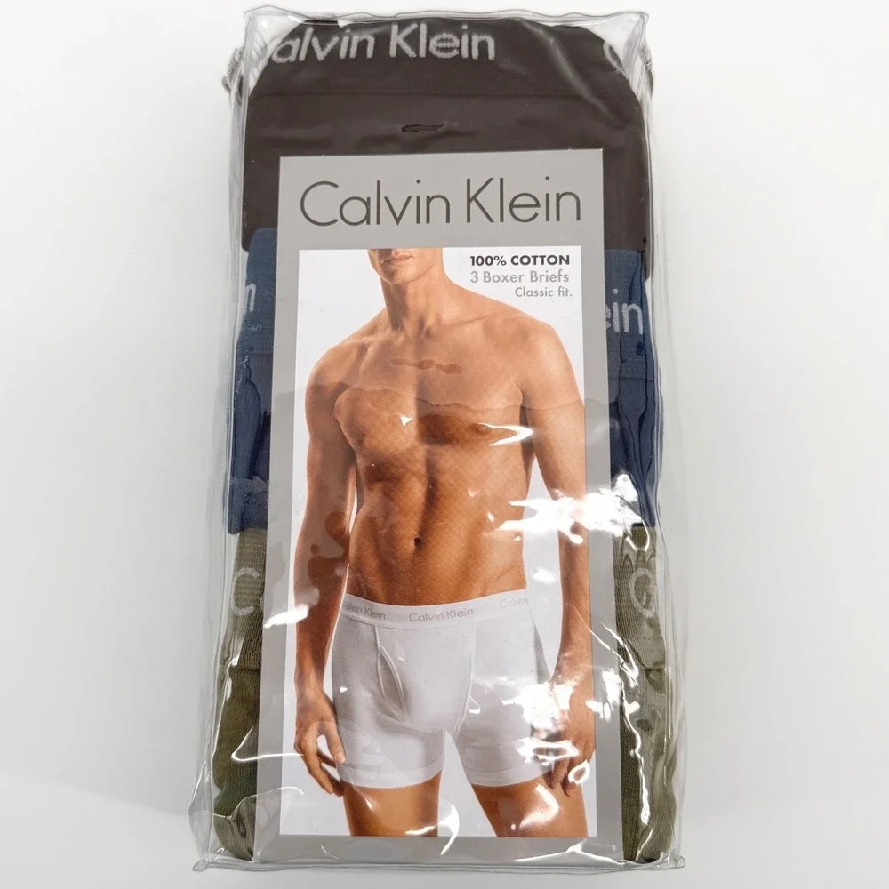 Calvin Klein Boxer Briefs Mens L Multi 3 Pack 100% Cotton Classic Fit Underwear